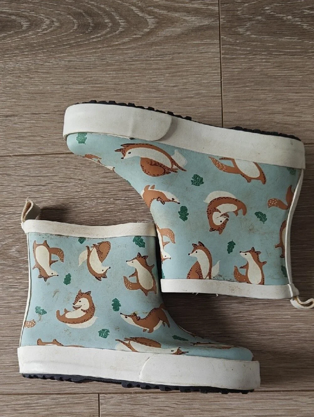 H&M Toddler 8.5 Kids Fox Print Rain Boots - Light Blue